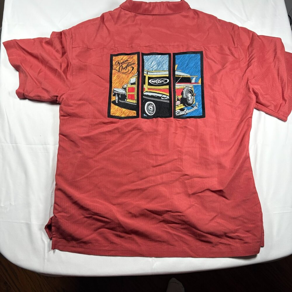 Native Outfitters Woody Wagon Surf Shirt Mens L Red Button Front - Picture 3 of 9